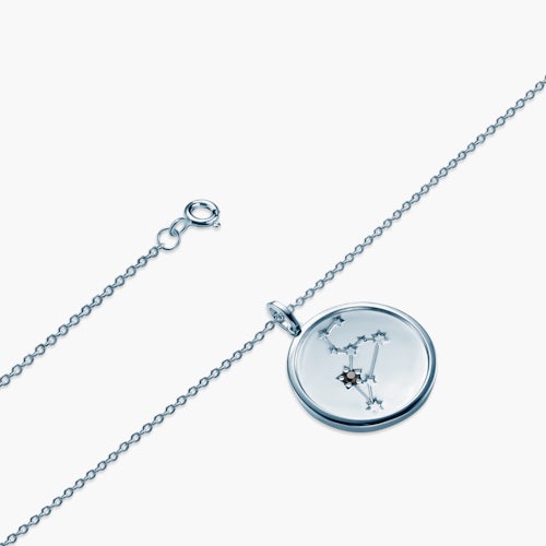 Naszyjnik znak zodiaku lew Savicki: srebrny, czarny diament